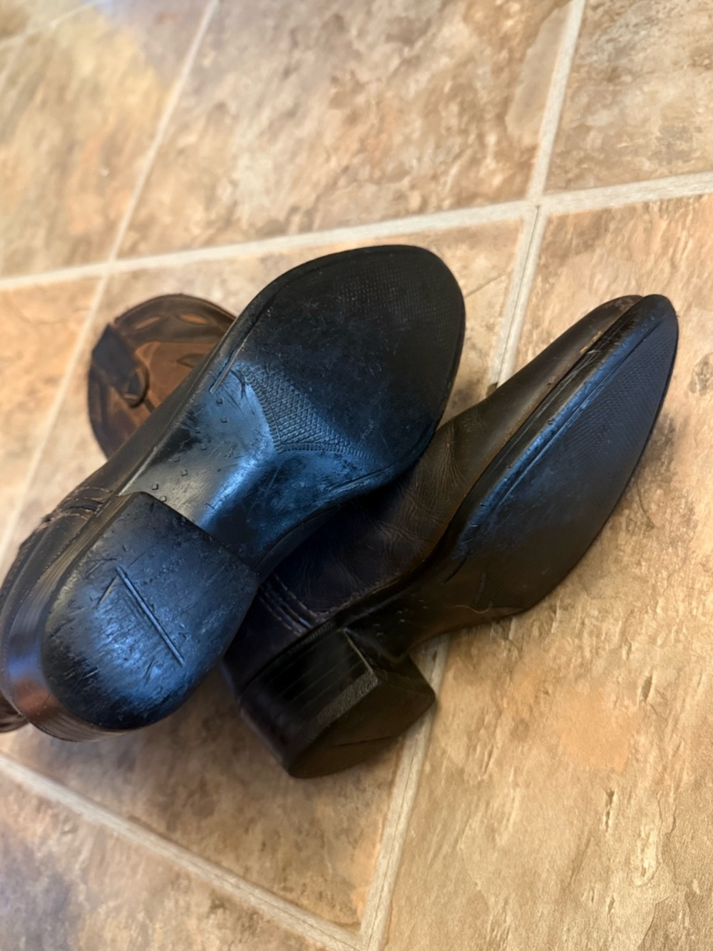 Vintage Kids Leather Cowboy Boots Sz 13 Western Brown Black Two Tone Rodeo Youth - Picture 4 of 5